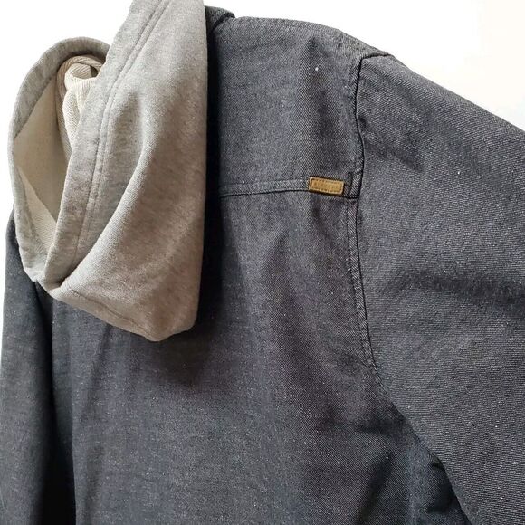 Vtg Rip Curl Youth Shirt w/Hoodie L Gray Button Down Skater Jacket Slant Pockets - Picture 15 of 16